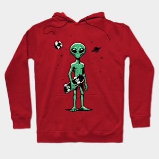 Alien carrying a skateboard Hoodie